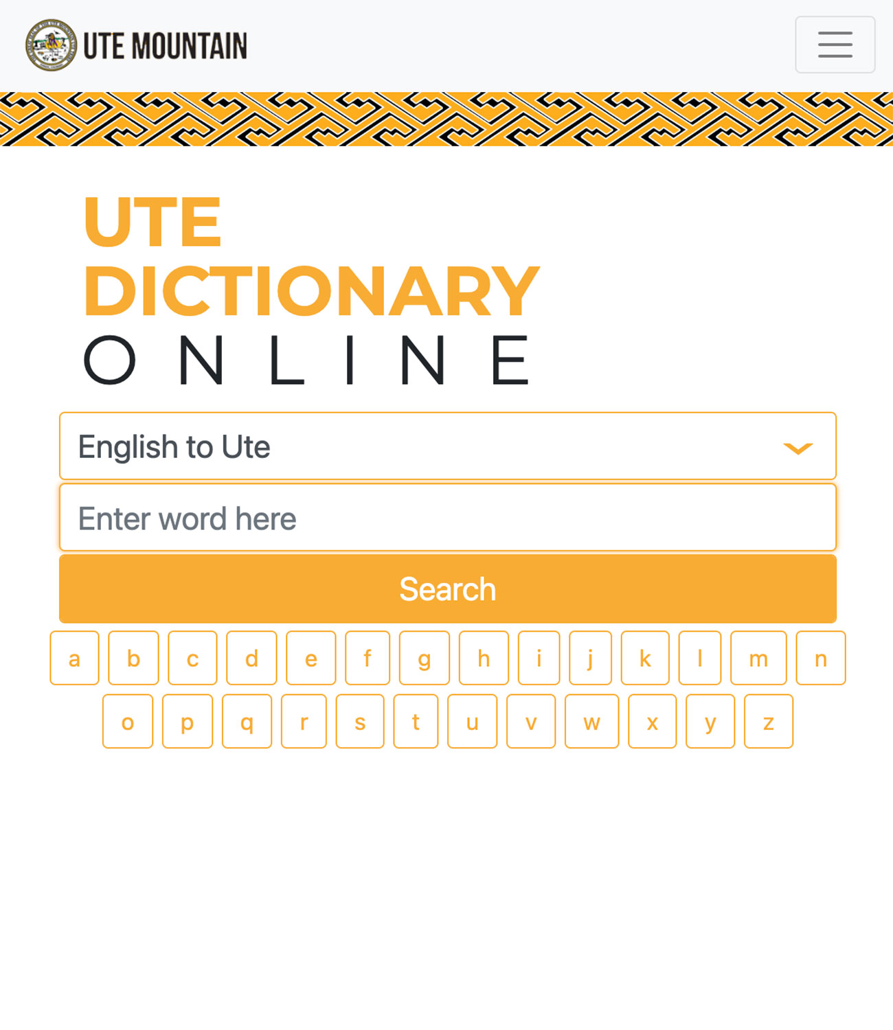 Ute Language Dictionary, Courtesy of Ute Mountain Ute Tribe