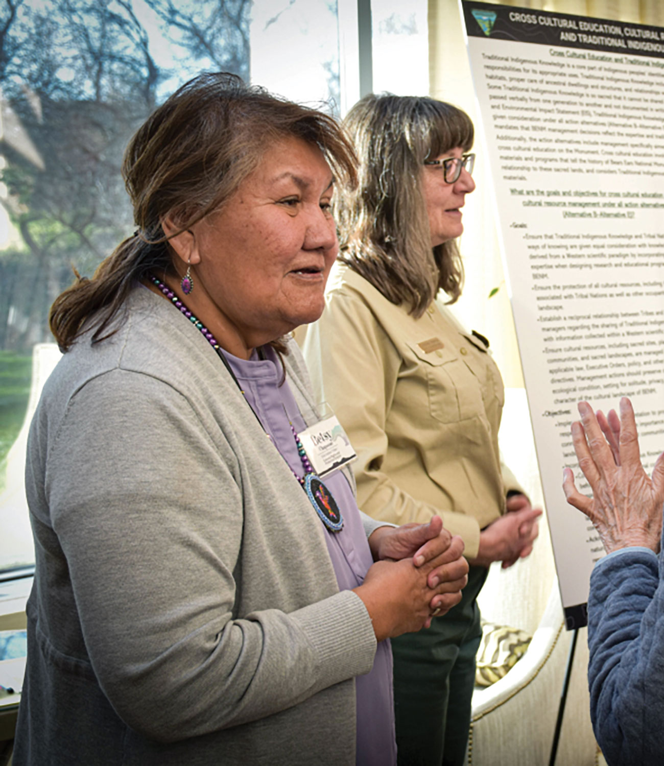 Betsy Chapoose, Cultural Rights and Protection Directory, Ute Indian Tribe at a public meeting regarding Bears Ears National Monument Management Plan, Courtesy of High Country News
