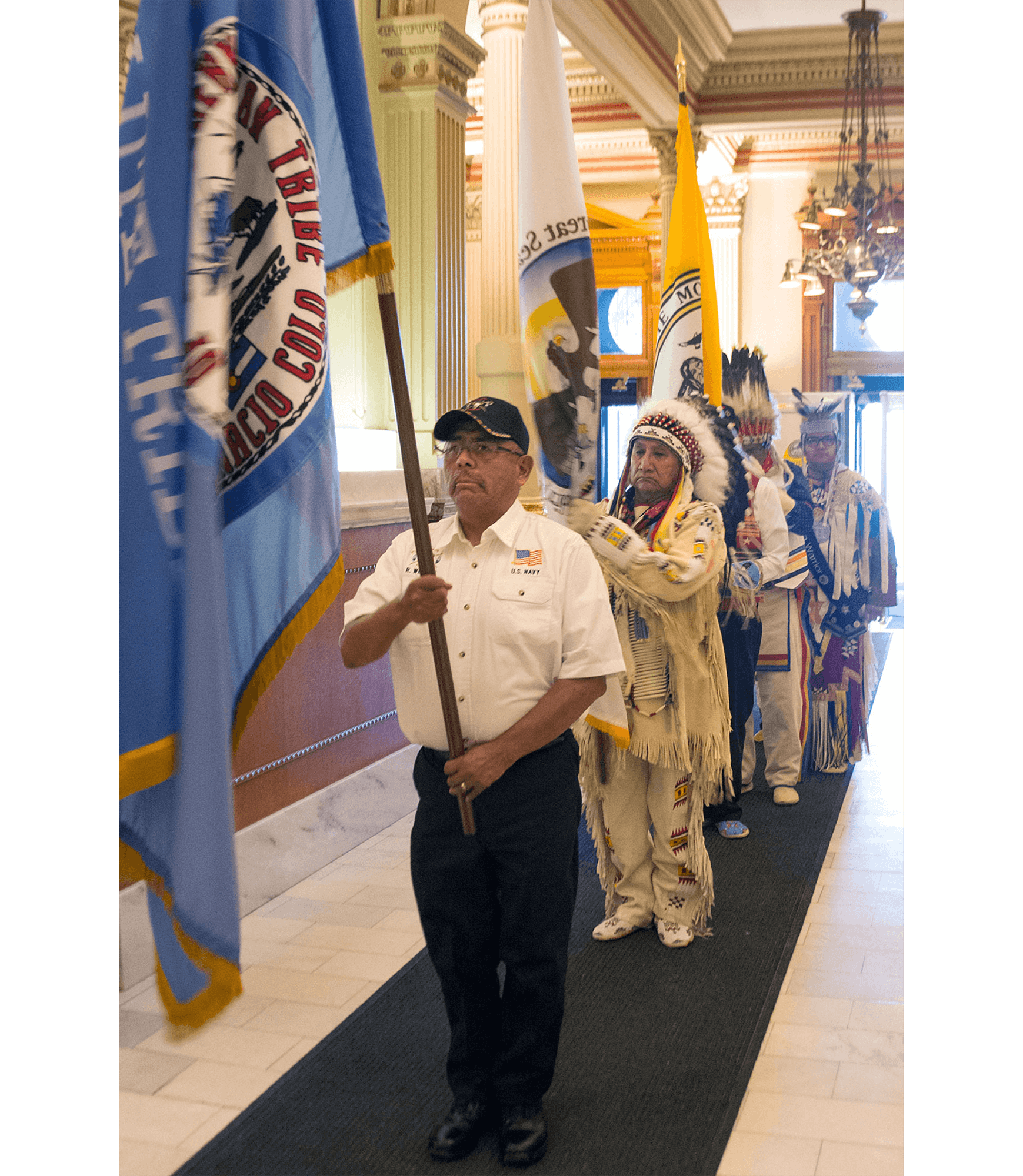 Veterans from each respective Ute tribe carried in the flags for “Ute Day at the Capitol” on Thursday, March, 21 2019 at the Capitol building in Denver.