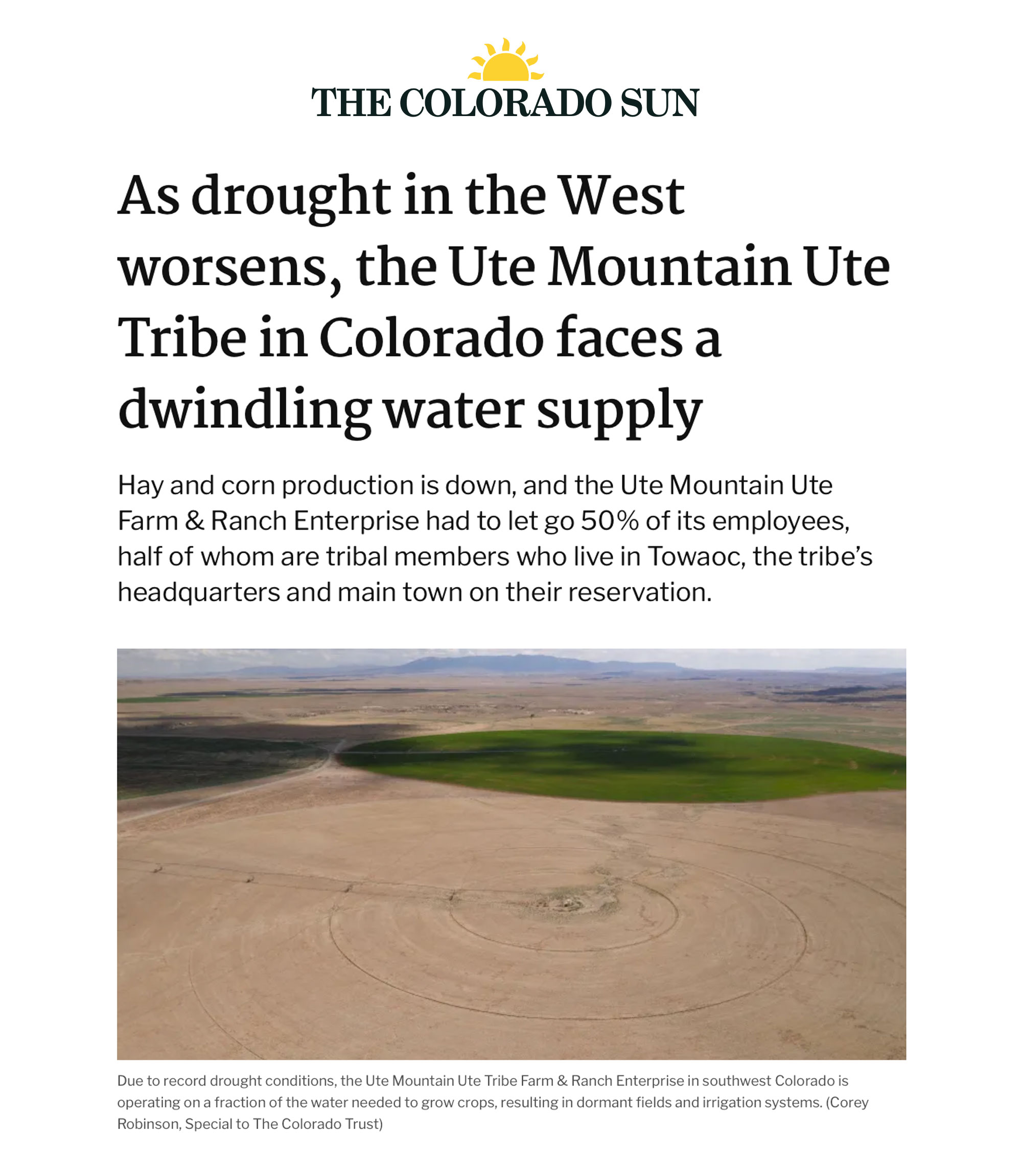 As drought in the West worsens, the Ute Mountain Ute Tribe in Colorado faces a dwindling water supply